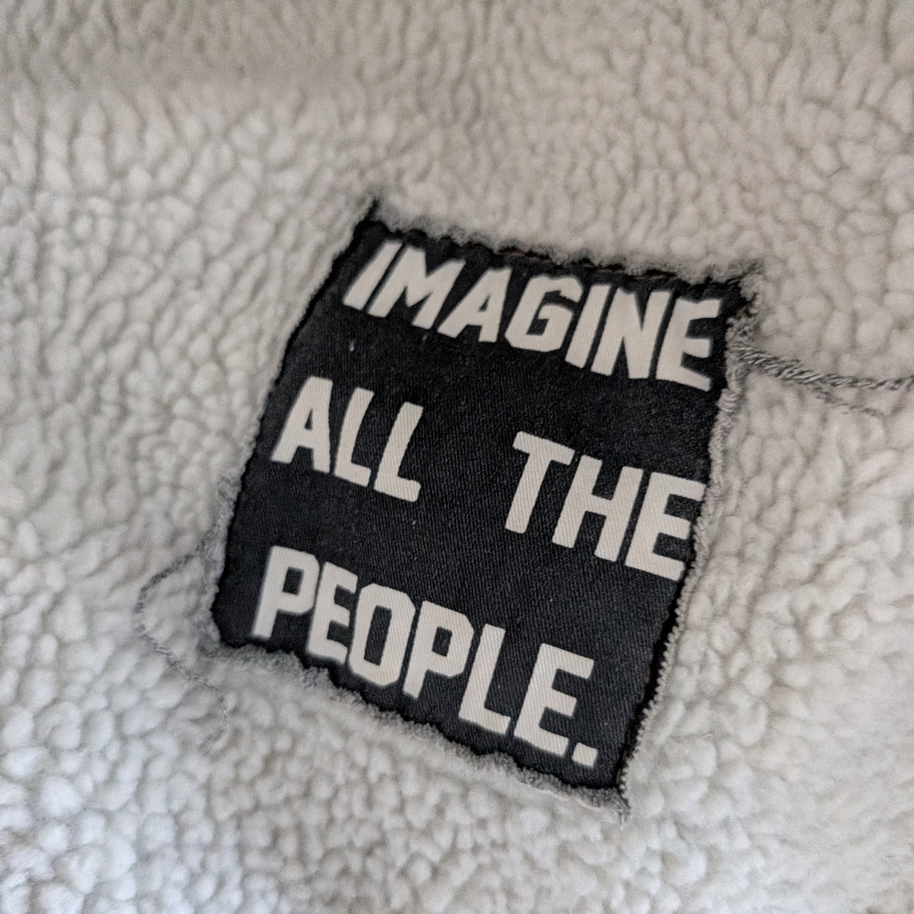 The People VS. Eddie Sherpa Destroyed Denim Jacket Medium Unisex Men's Women's - Picture 5 of 7
